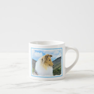 Taza De Espresso Collie in Mountains (Rough) Pintura - Perro Art