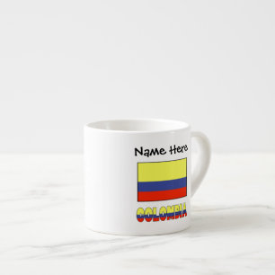 Taza De Espresso Colombia y Bandera Colombiana Personalizada
