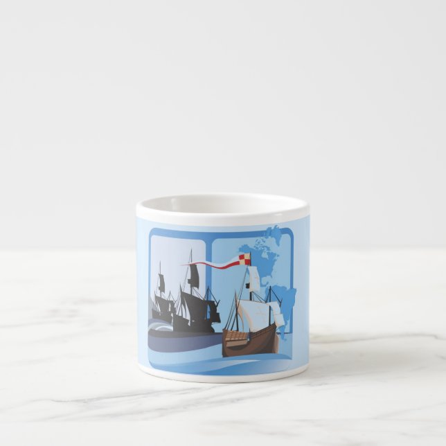 Taza De Espresso Colón navegando por el océano azul - (Frente)