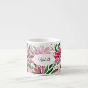 Taza De Espresso Color de agua de la floración rosa