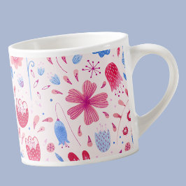 Taza De Espresso Color de agua floral moderno azul rosado