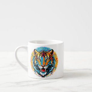 Taza De Espresso Colores de arcoíris de cabeza de tigre pintan manc