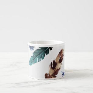 Taza De Espresso Coloridas plumas textura tribal