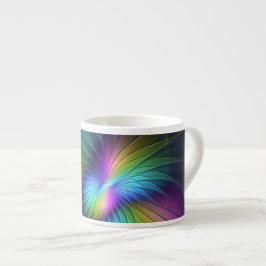 Taza De Espresso Colorido Con Azul Moderno Resumen Arte Fractal