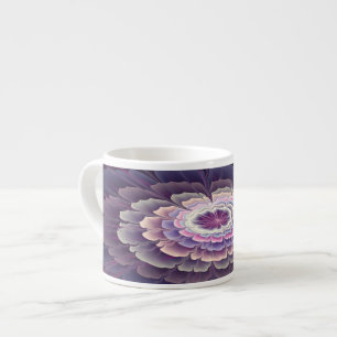 Taza De Espresso Colorido Floral Abstracto Arte Fractal Rosa Impact