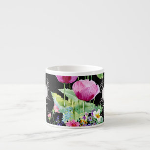 Taza De Espresso Colorido patrón de flor de verano de amapola