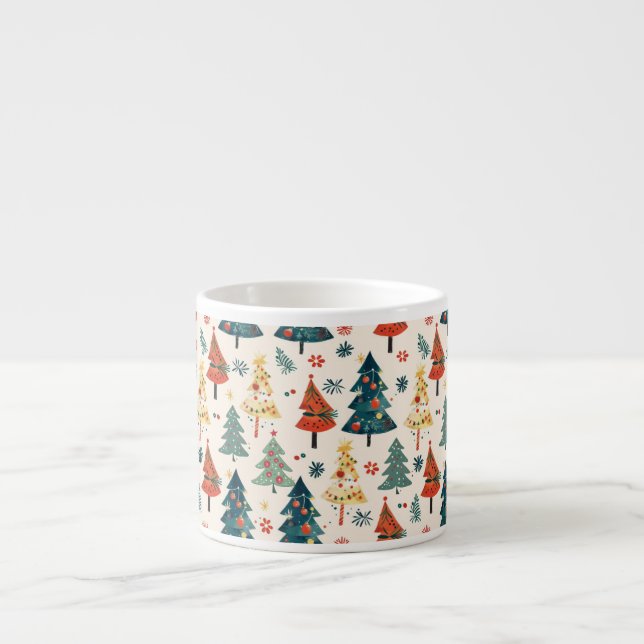Taza De Espresso Colourful Christmas Pine Trees Seamless Pattern (Frente)