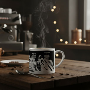 Taza De Espresso Combinado Metalúrgico Industrial Silueta 