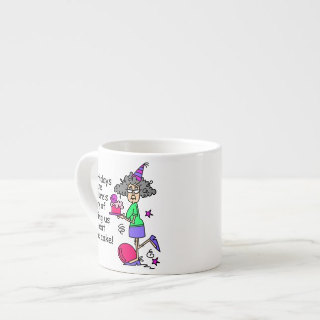 Taza De Espresso Comer más humor de cumpleaños de pasteles (Izquierda)