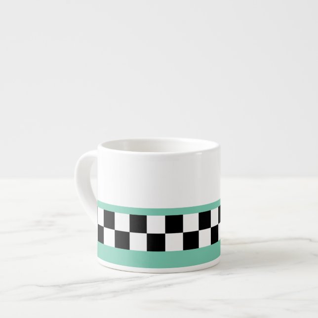 Taza De Espresso comprobadores retro de rayas verdes (Izquierda)