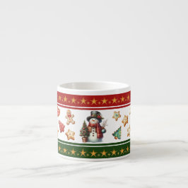Taza de espresso con muñeco de nieve y galletas de