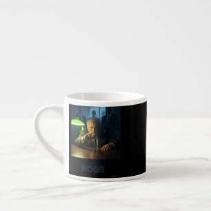 Taza de espresso con texto de jefe en ambos lados