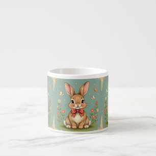 Taza De Espresso Conejito marrón adorable y lindo con corbata
