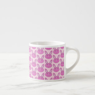 Taza De Espresso Conejito Rosa Bonito Patrón de Pascua de Primavera