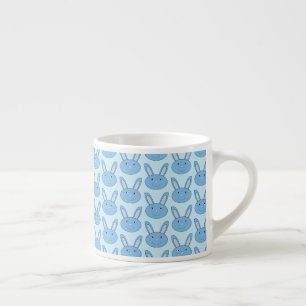 Taza De Espresso Conejo Azul Niño Cara de Pascua de Primavera Patró