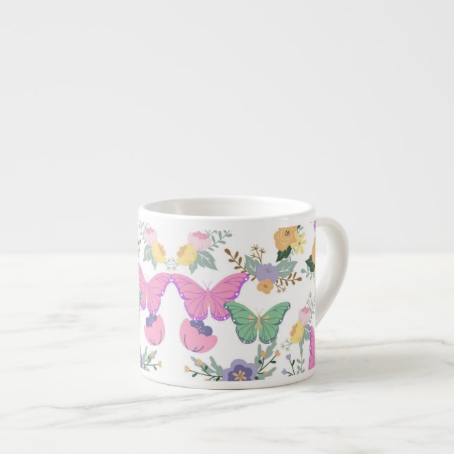 Taza De Espresso Copa de Baño de las Mariposas Pastel (Derecha)