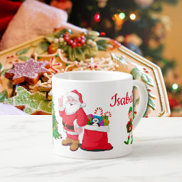 Taza De Espresso Copa de Navidades Infantil Añadir nombre Santa y á