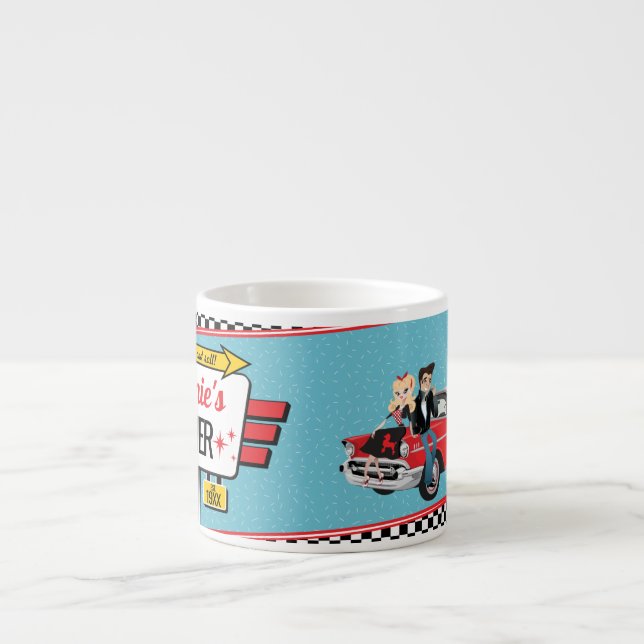 Taza De Espresso Copa de papel de la fiesta de cumpleaños Diner Ret (Frente)