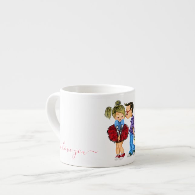 Taza De Espresso Copa Espresso de Amor Pareja - Te Amo Por Siempre (Izquierda)