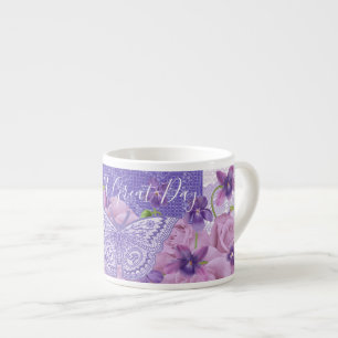 Taza De Espresso Copa Espresso de rosas y Violetas