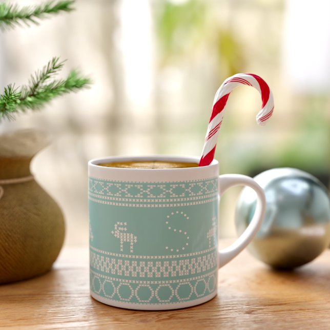 Taza De Espresso Copa Espresso Espresso Escandinava Verde azulada d (Grab a cup of your favorite brew & embrace the joy of the season with this festive teal espresso cup)