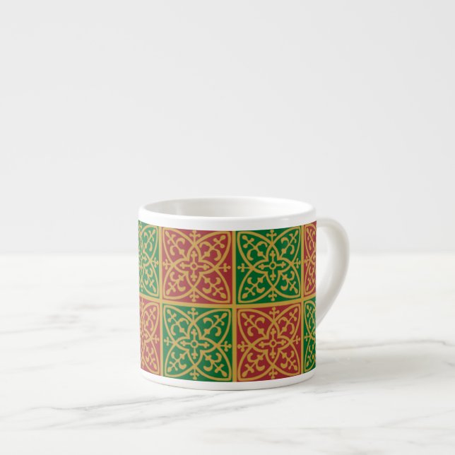 Taza De Espresso Copa Gótica de Espresso del Día Verde Rojo (Derecha)
