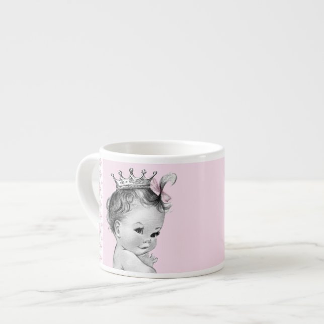 Taza De Espresso Copas de bebé de princesas rosadas antiguas (Izquierda)