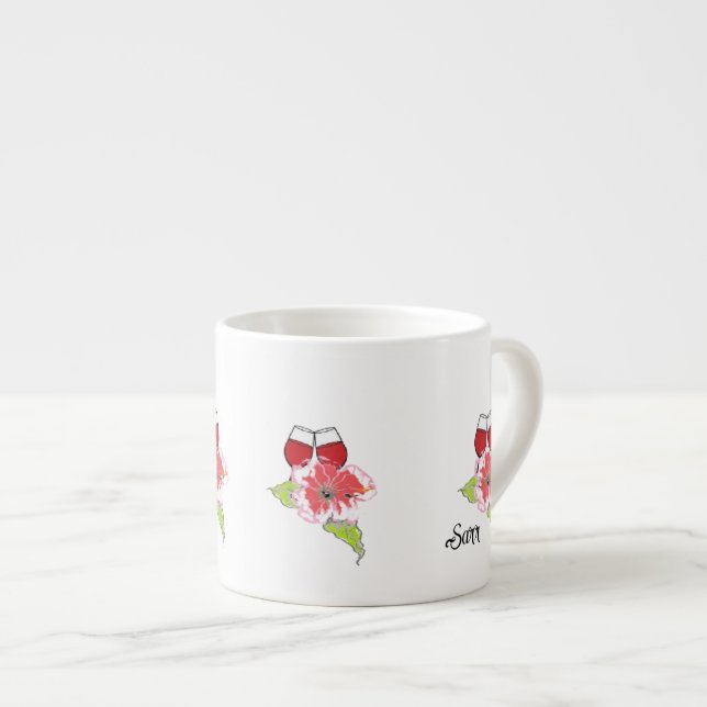 Taza de espresso : Copas de vino con flores silves (Derecha)