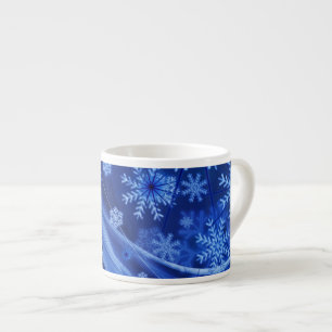 Taza De Espresso Copos de nieve azules
