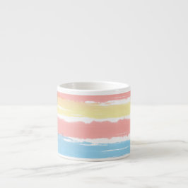 Taza De Espresso Coral Rosa Azul Amarillo Rojo Tiras de Agua