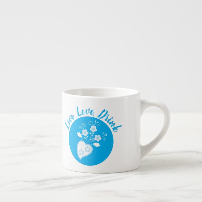 Taza De Espresso Corazón azul portugués romántico (Derecha)