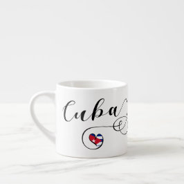 Taza De Espresso Corazón con bandera cubana, bandera cubana en el c