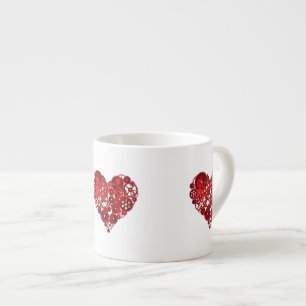 Taza De Espresso Corazón de los engranajes rojos Steampunk