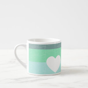 Taza De Espresso Corazón de San Valentín Dibujado a Mano Amor Azul