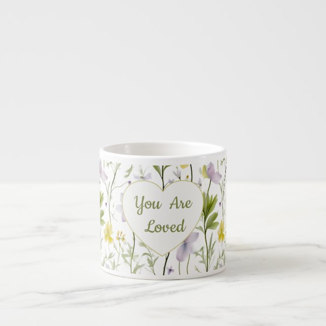 Taza De Espresso Corazón Floral Te Aman (Frente)
