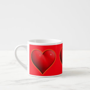 Taza De Espresso Corazón Rojo Brillante 3-D