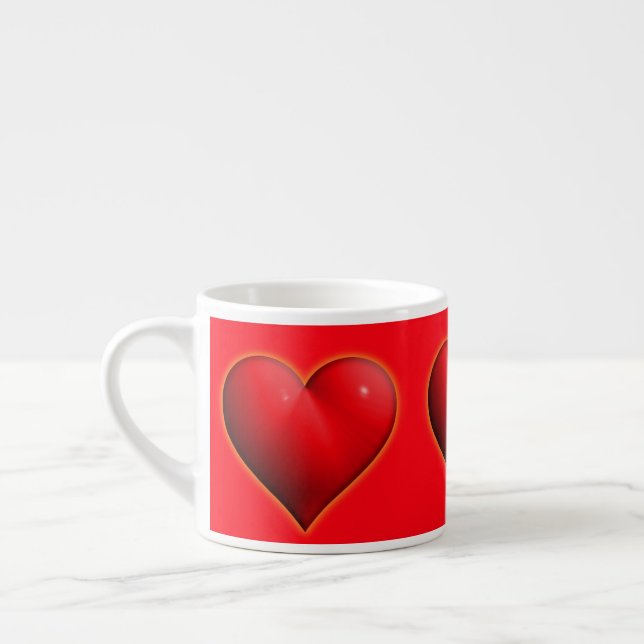 Taza De Espresso Corazón Rojo Brillante 3-D (Izquierda)