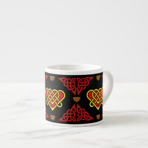 Taza De Espresso corazón trenzado celta de Escocia/blanco/rojo, 2,