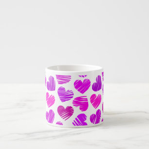 Taza De Espresso Corazones con garganta morada y rosa modernos Vale