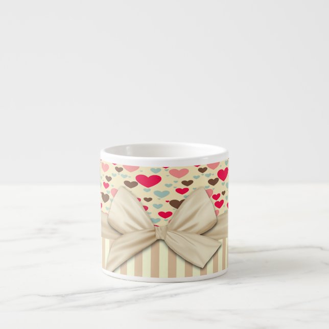 Taza De Espresso Corazones cortos y tiras (Frente)
