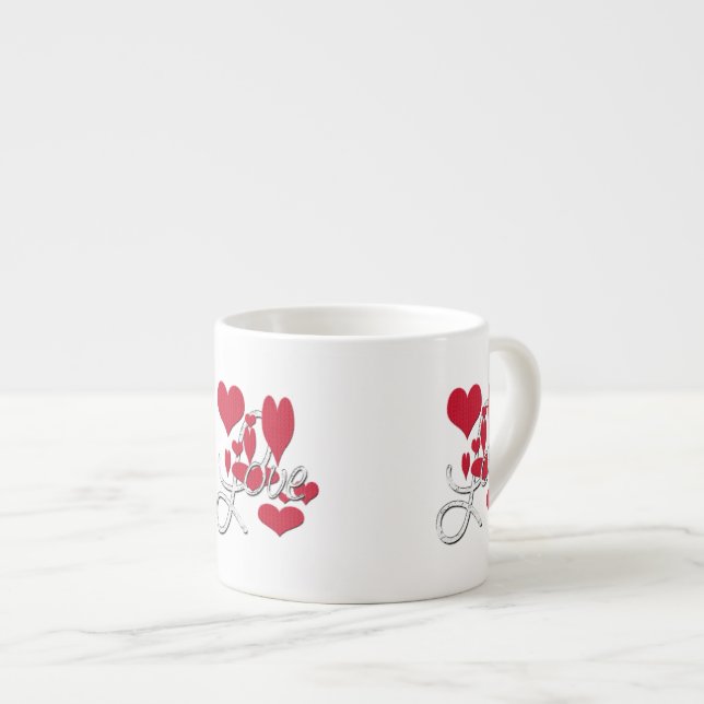Taza De Espresso Corazones de amor rojos (Derecha)
