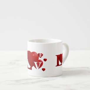 Taza De Espresso Corazones de L.O.V.E.
