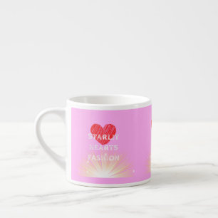 Taza De Espresso Corazones iluminados por estrellas Moda Red Heart