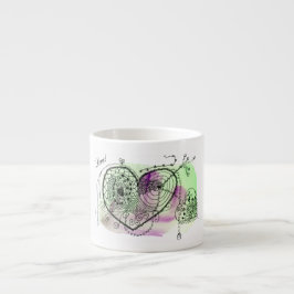 Taza De Espresso Corazones orgánicos sobre el lavado de color verde