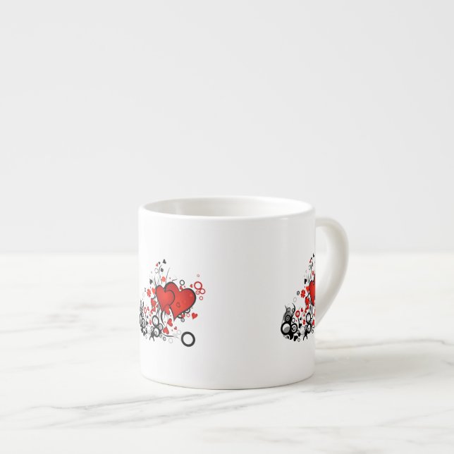 Taza De Espresso Corazones rojos flotantes (Derecha)