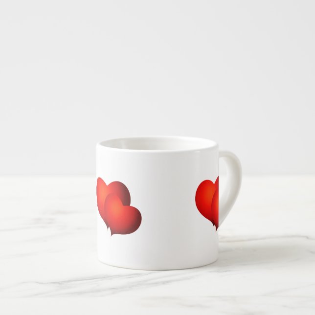 Taza De Espresso Corazones rojos satinados (Derecha)