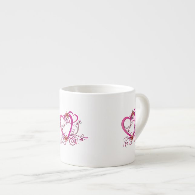 Taza De Espresso Corazones rosados vinculados (Derecha)