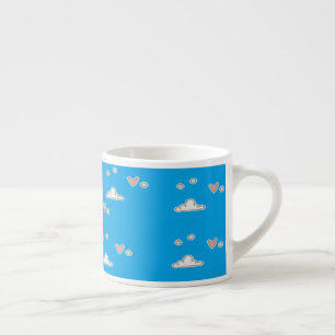 Taza De Espresso Corazones y nubes en azul