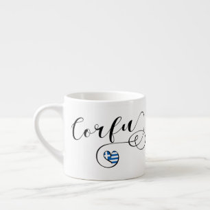 Taza De Espresso Corfú del corazón, bandera griega, Kerkyra