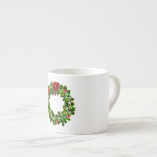 Taza De Espresso Corona Navideña Decorada Festiva